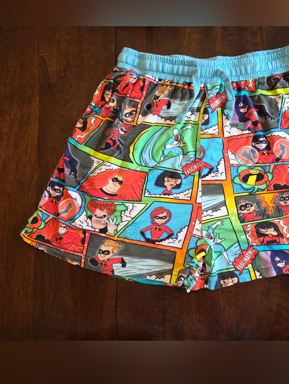 Women's Superhero Graphic Pajama Shorts - Light Blue